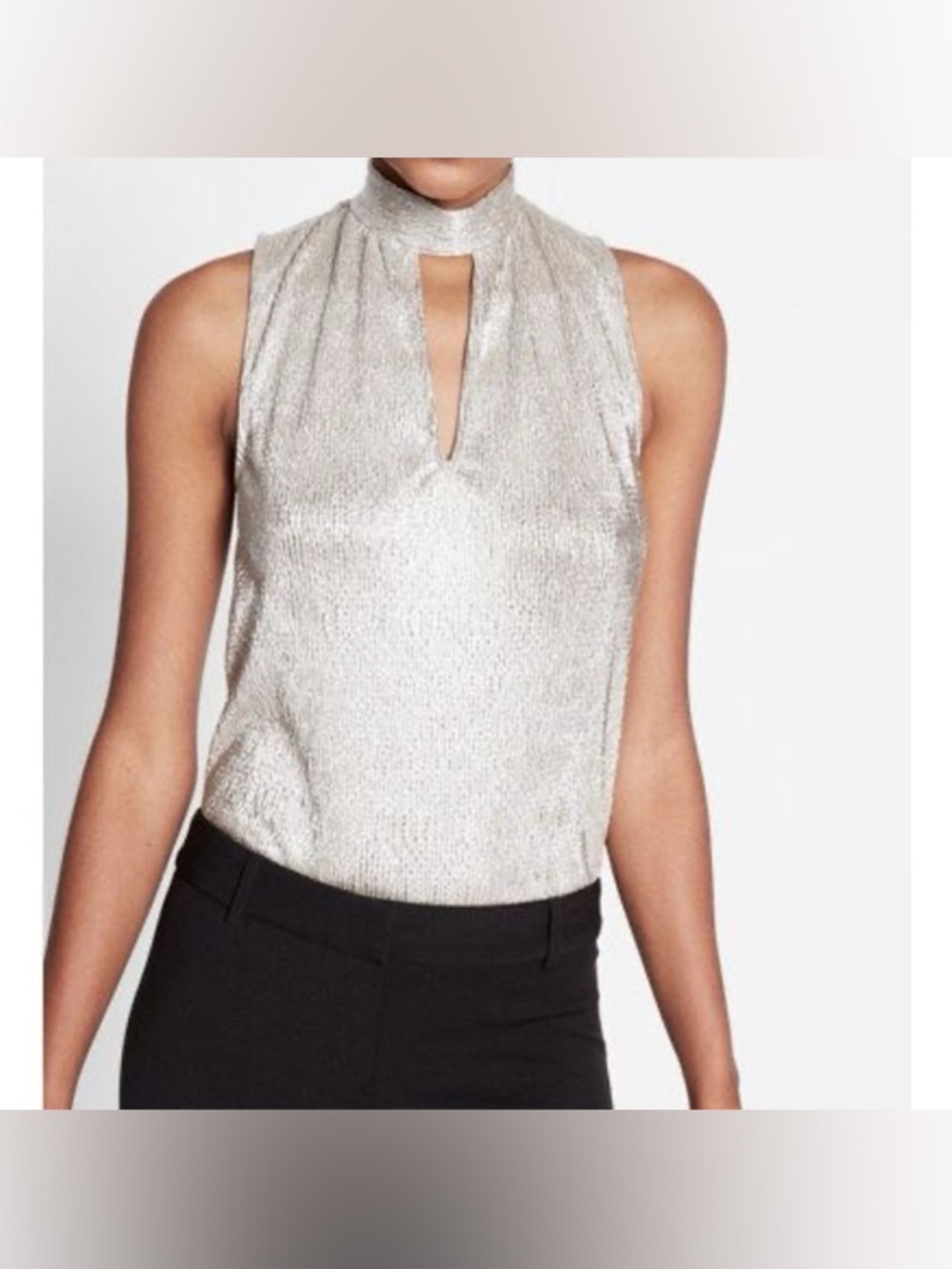 Express Metallic Choker Blouse NWOT